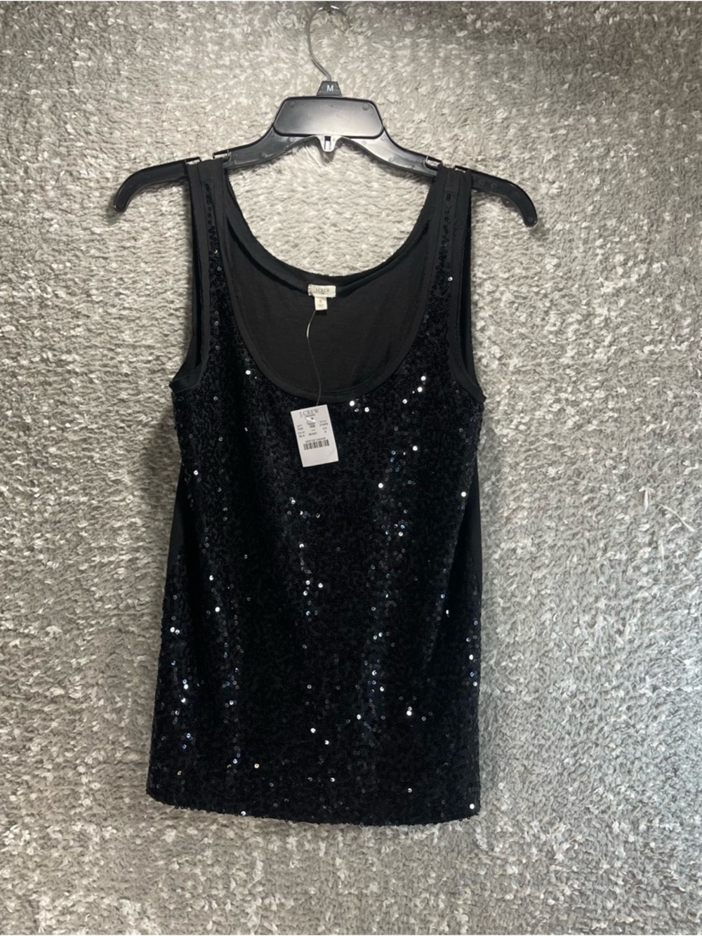 J. Crew Black Sequins Cotton Tank Top Size Small City Rock Chic NWT